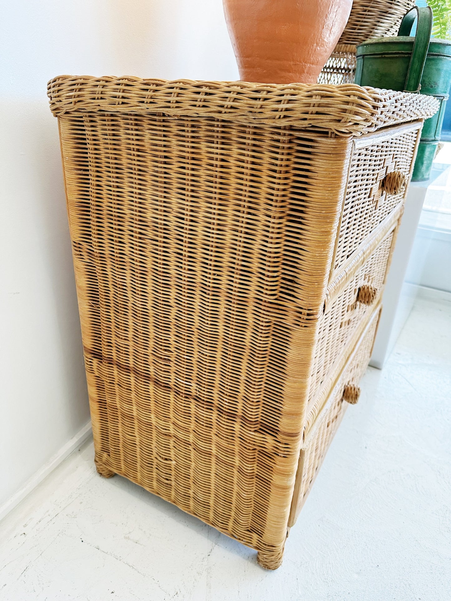 Vintage Honeycomb Cane Chest of Drawers