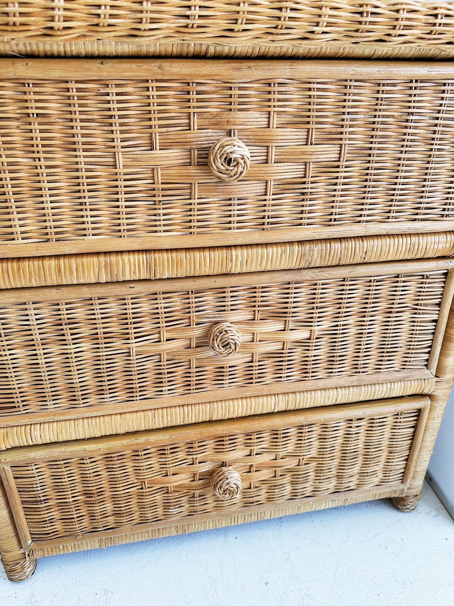 Vintage Honeycomb Cane Chest of Drawers