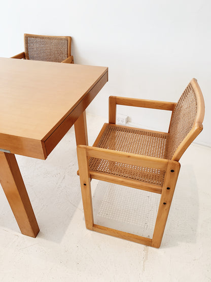 Vintage Modernist Custom Extendable Dining Table & Chairs
