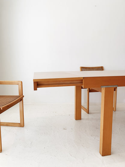 Vintage Modernist Custom Extendable Dining Table & Chairs