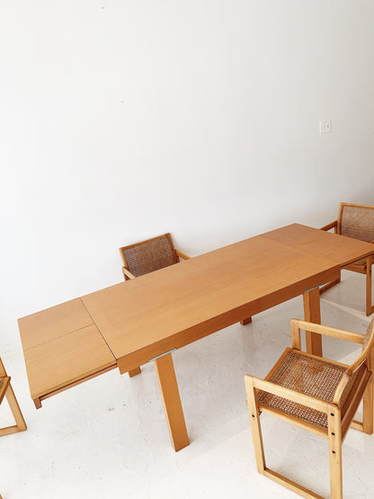 Vintage Modernist Custom Extendable Dining Table & Chairs