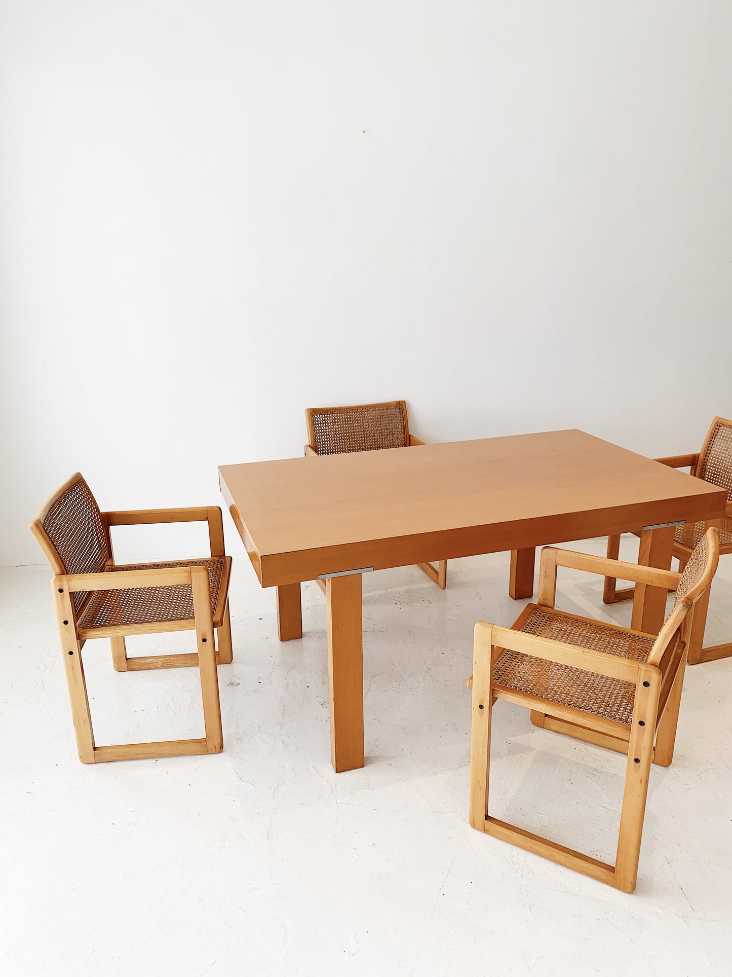 Vintage Modernist Custom Extendable Dining Table & Chairs