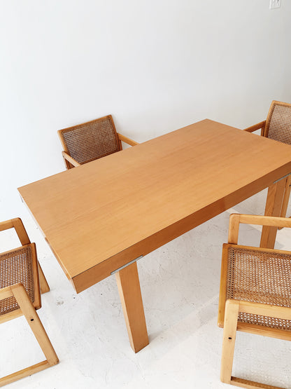 Vintage Modernist Custom Extendable Dining Table & Chairs
