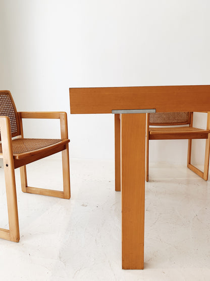 Vintage Modernist Custom Extendable Dining Table & Chairs