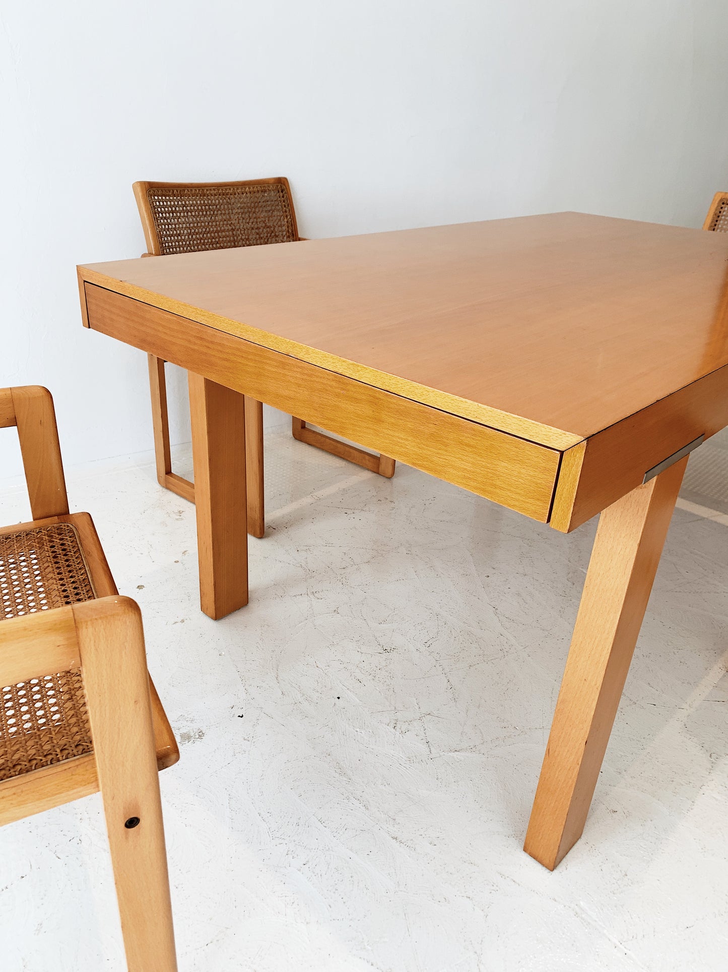 Vintage Modernist Custom Extendable Dining Table & Chairs