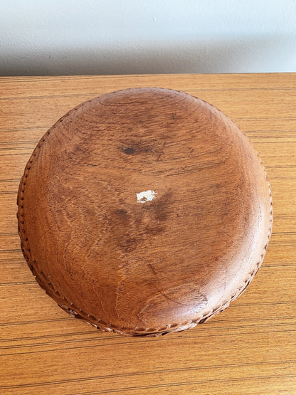 Vintage Ornate Carved Wooden Serving Bowl