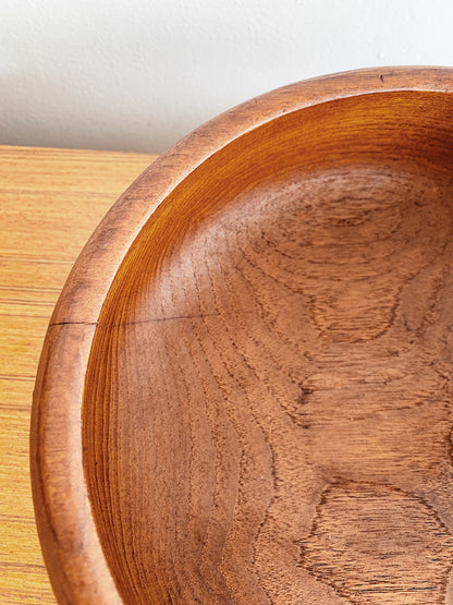 Vintage Ornate Carved Wooden Serving Bowl