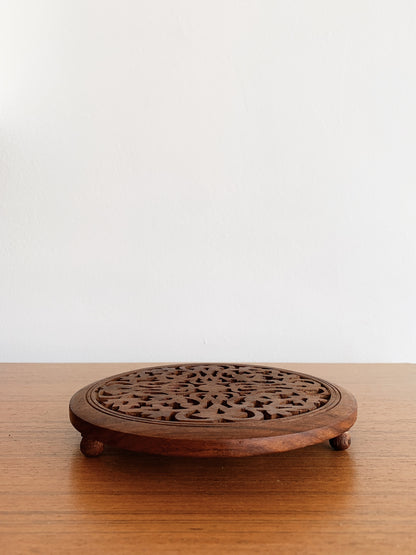 Vintage Ornate Wooden Trivet