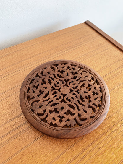 Vintage Ornate Wooden Trivet