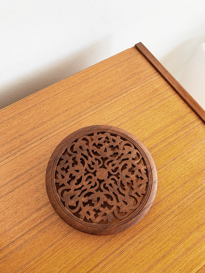 Vintage Ornate Wooden Trivet