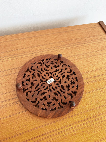 Vintage Ornate Wooden Trivet
