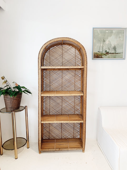 Vintage Peacock Cane Arch Shelves