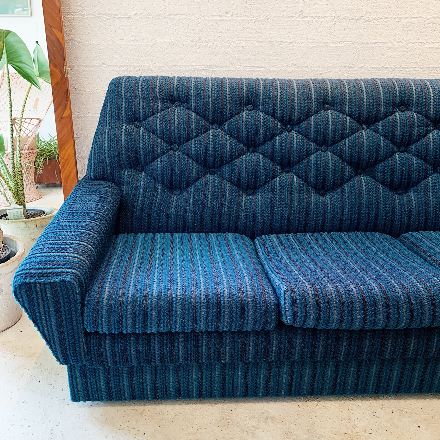 Vintage Fler Wool Loop-Knit Four Seater Sofa
