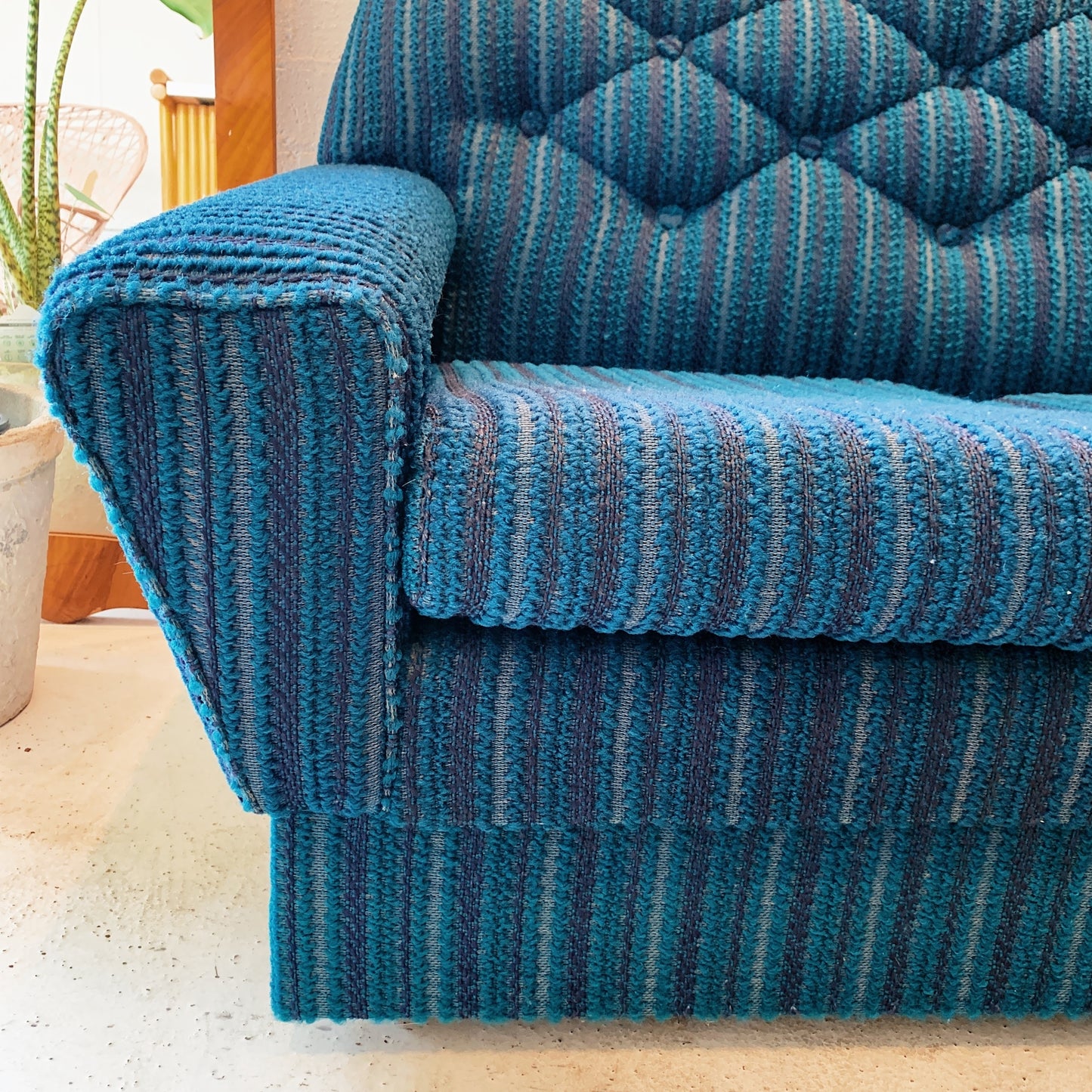 Vintage Fler Wool Loop-Knit Four Seater Sofa