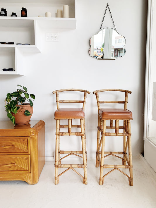 Vintage Rattan Bar Stool (2 available)