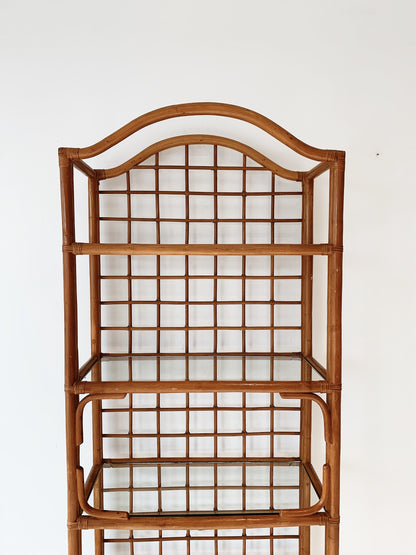 Vintage Rattan Check Display Shelves