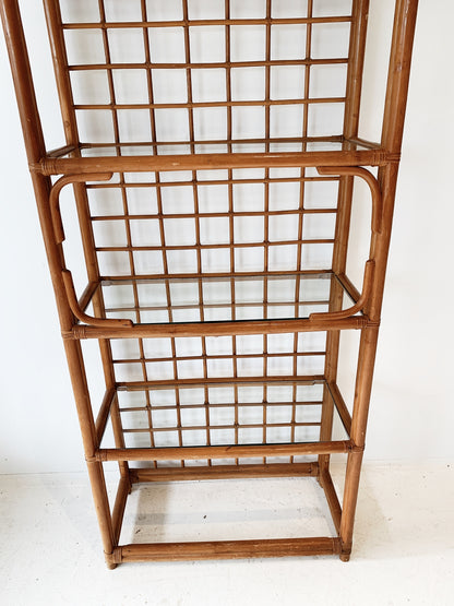 Vintage Rattan Check Display Shelves
