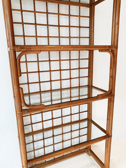Vintage Rattan Check Display Shelves