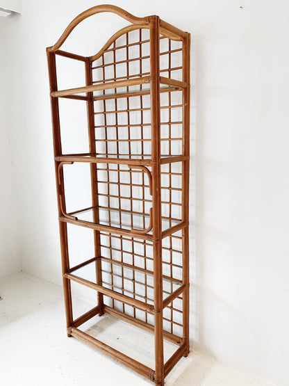 Vintage Rattan Check Display Shelves