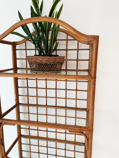 Vintage Rattan Check Display Shelves