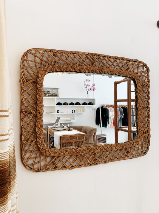 Vintage Rattan Mirror