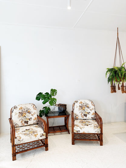 Vintage Rattan Porch Chairs & Table Set