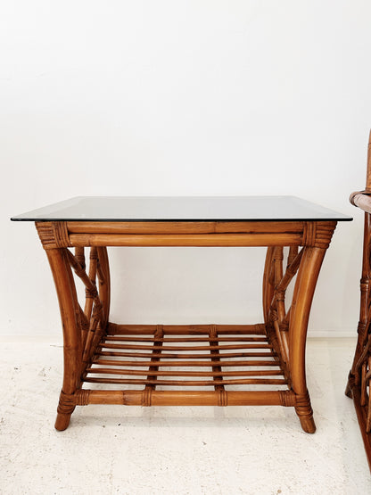 Vintage Rattan Porch Chairs & Table Set