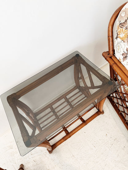 Vintage Rattan Porch Chairs & Table Set