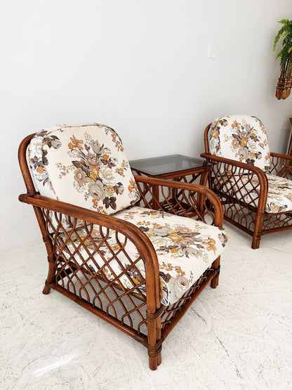 Vintage Rattan Porch Chairs & Table Set