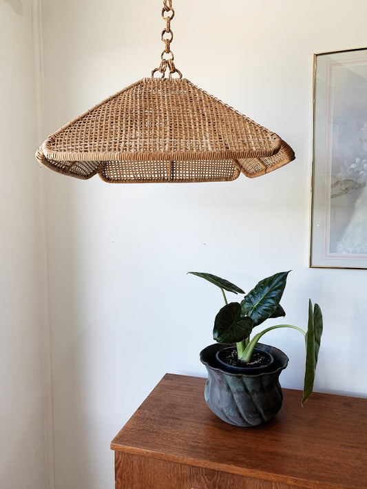 Vintage Rattan Pyramid Pendant Light Shade