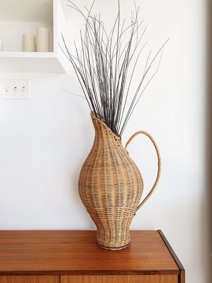 Vintage Rattan Urn
