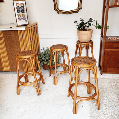 Vintage Rattan & Woven Cane Stools (4 available)