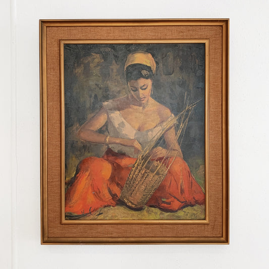 Vintage Robert Van Cleef "The Basket Maker" Deluxe Framed Print