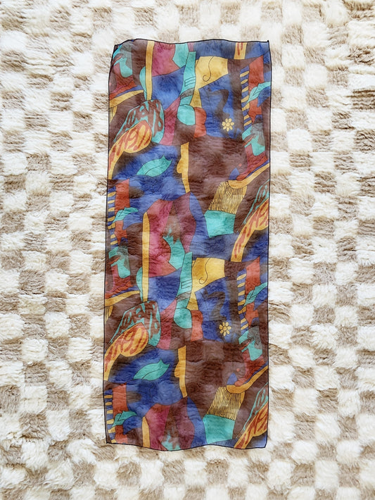 Vintage Sheer Abstract Picasso Scarf