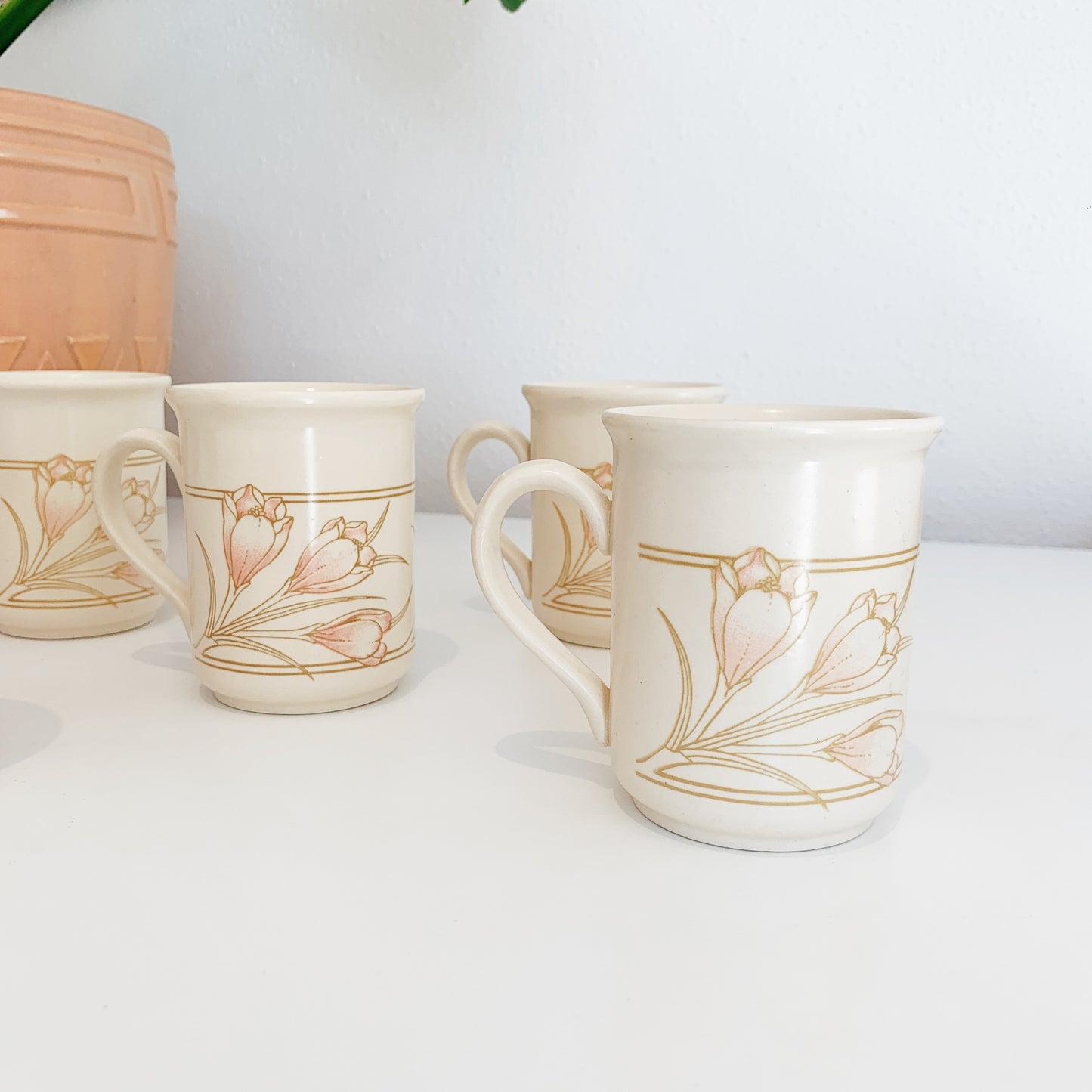 Vintage Staffordshire Tableware Floral Mugs, Set of 5