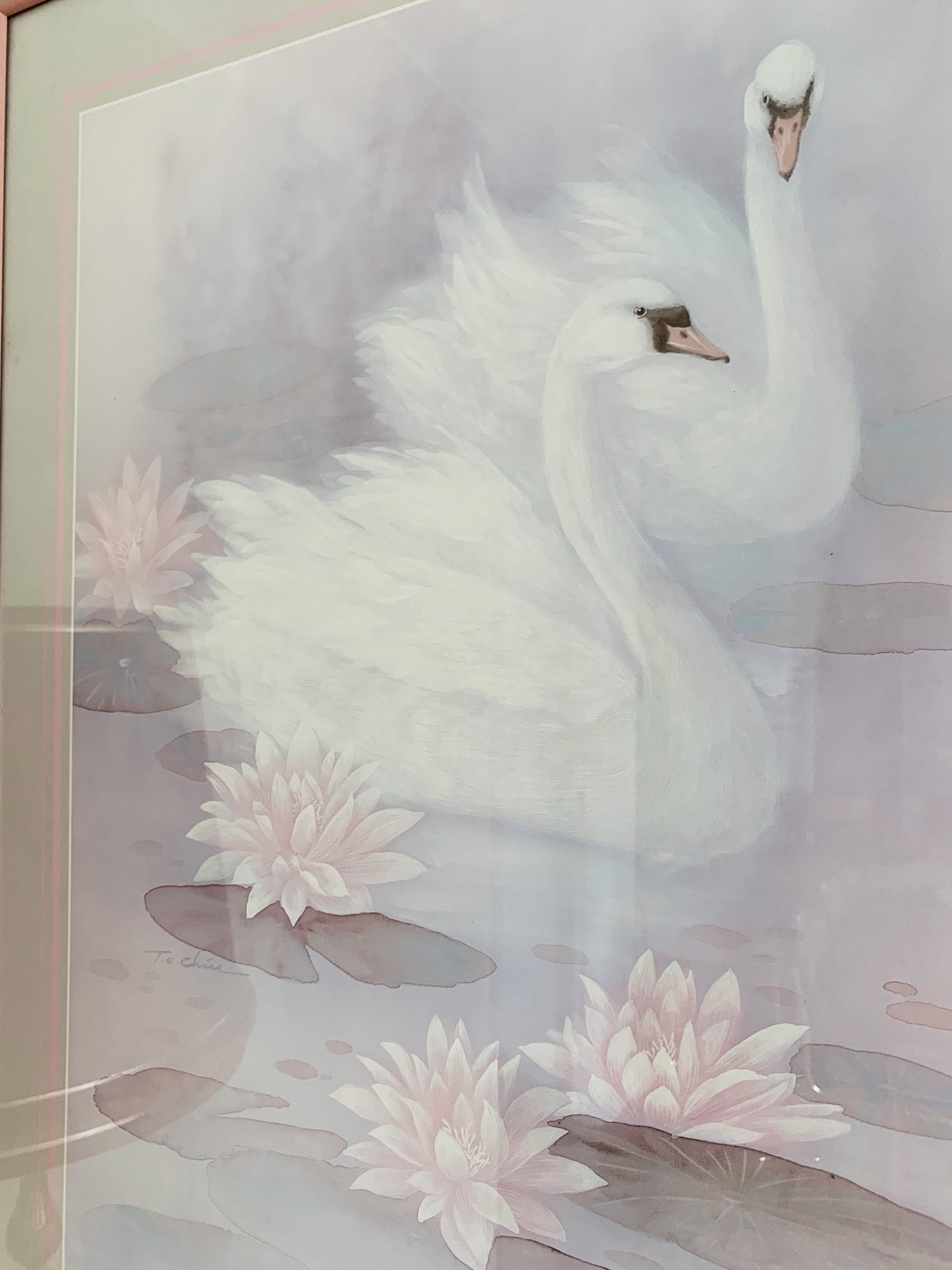 Vintage T. C. Chiu Swan Lovers For Life Framed Print
