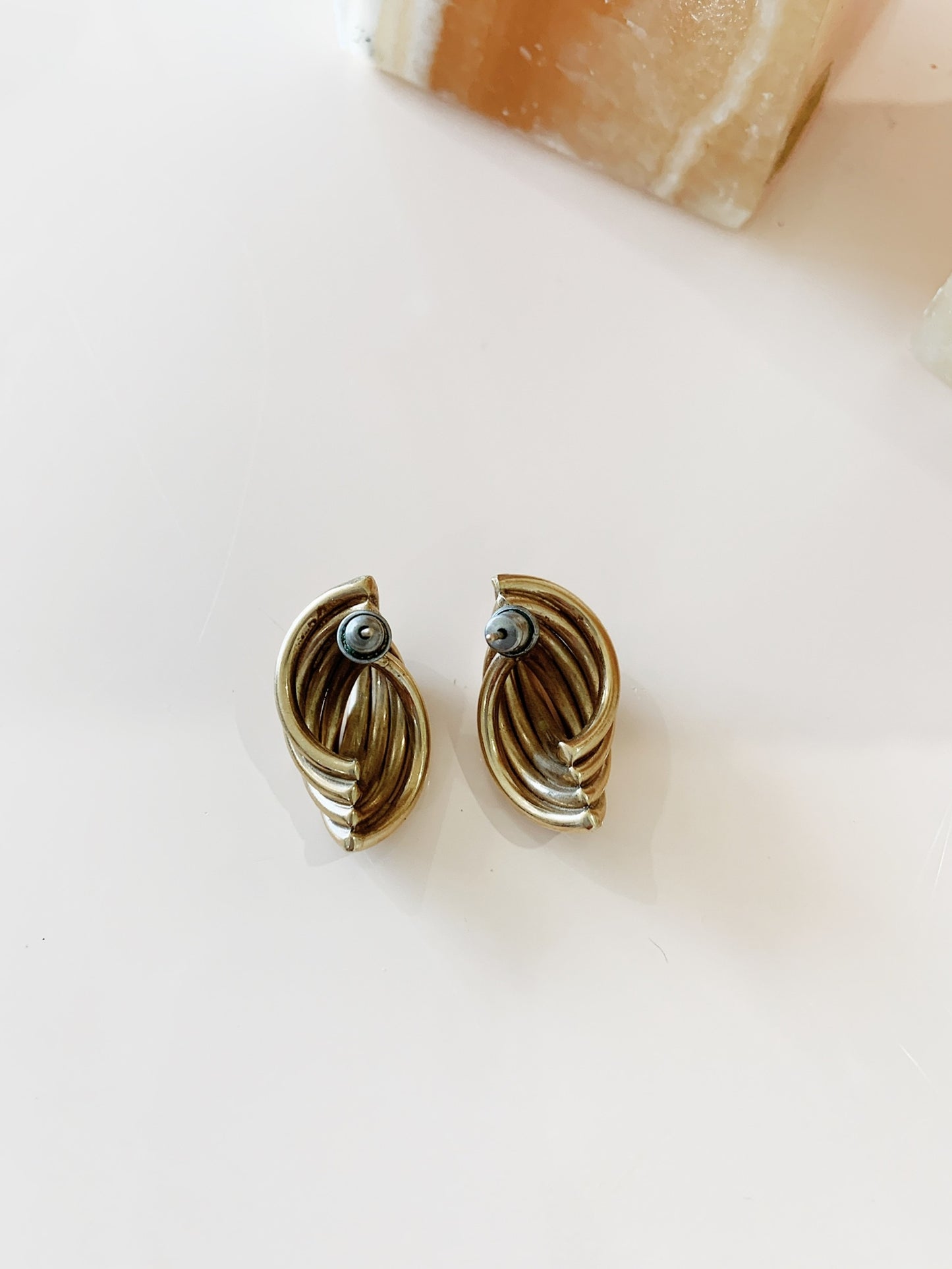 Vintage Twisted Shell Gold Plated Earrings