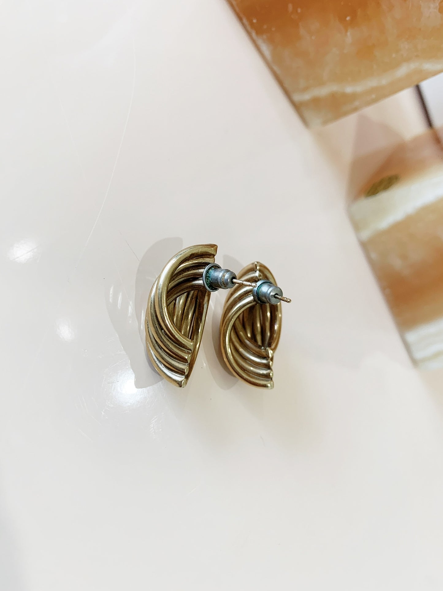 Vintage Twisted Shell Gold Plated Earrings