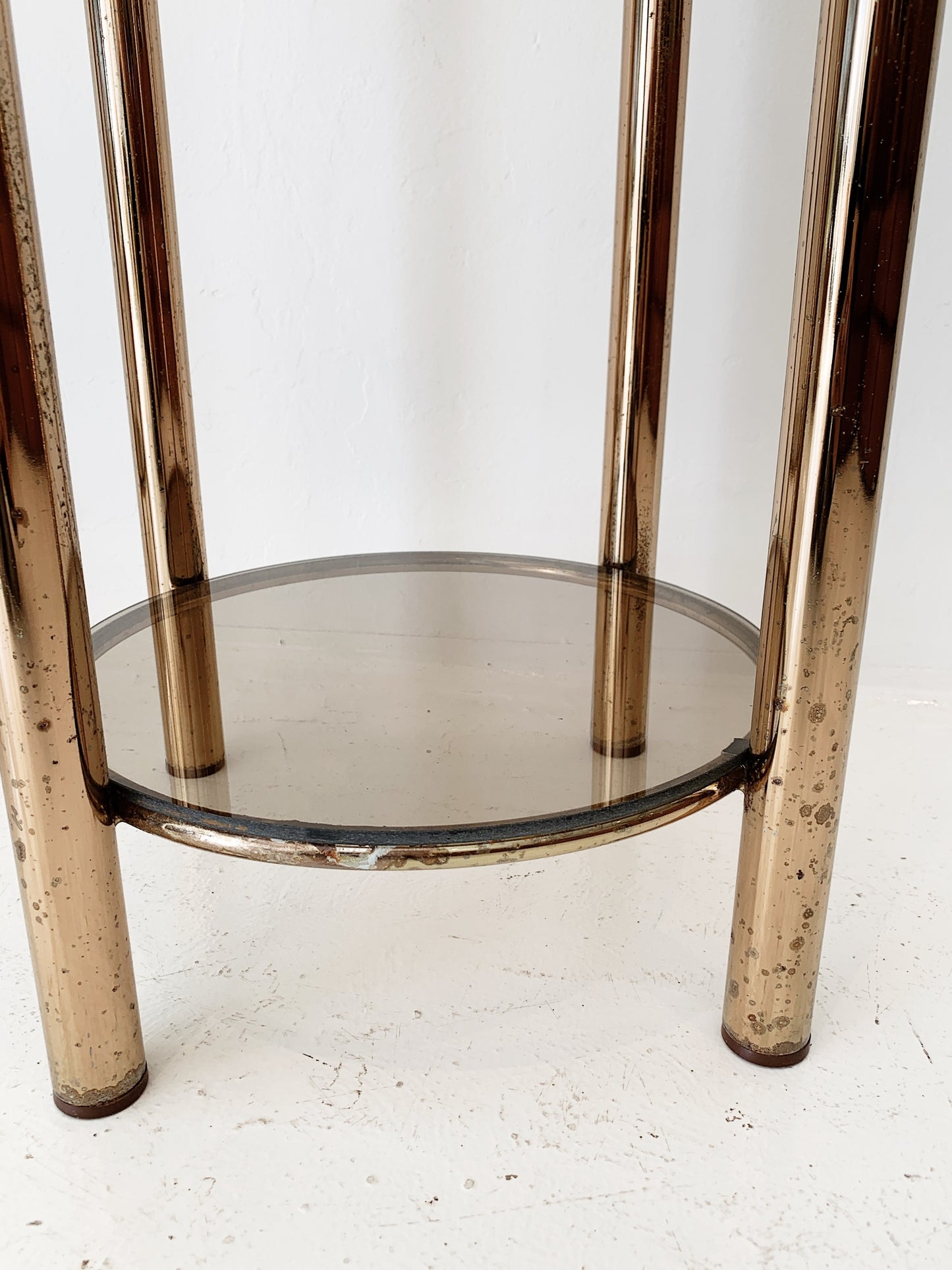 Vintage Two-tier Brass-plated Display Tower