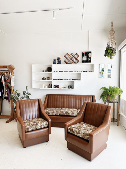 Vintage Vinyl & Floral Sofa Set
