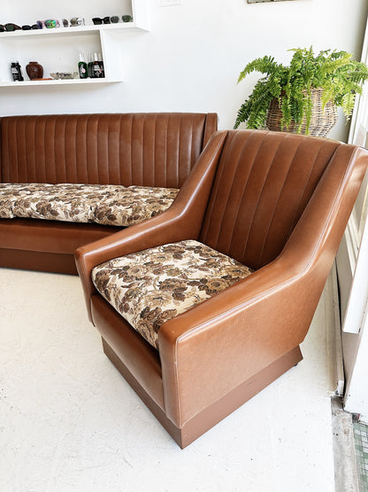 Vintage Vinyl & Floral Sofa Set