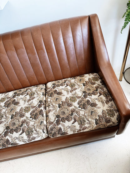 Vintage Vinyl & Floral Sofa Set