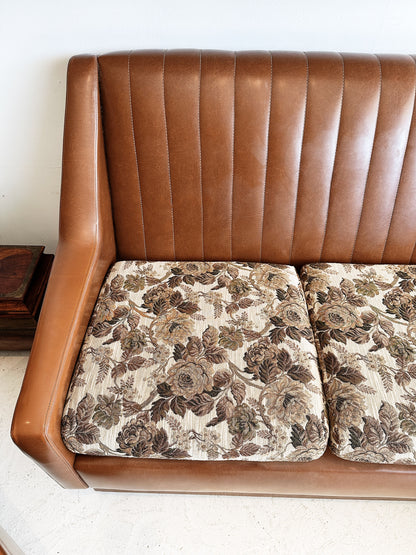 Vintage Vinyl & Floral Sofa Set