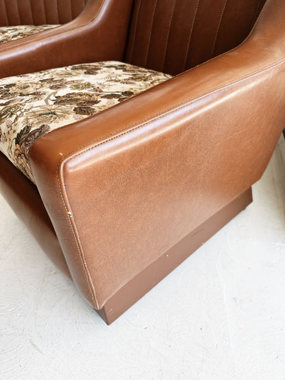Vintage Vinyl & Floral Sofa Set