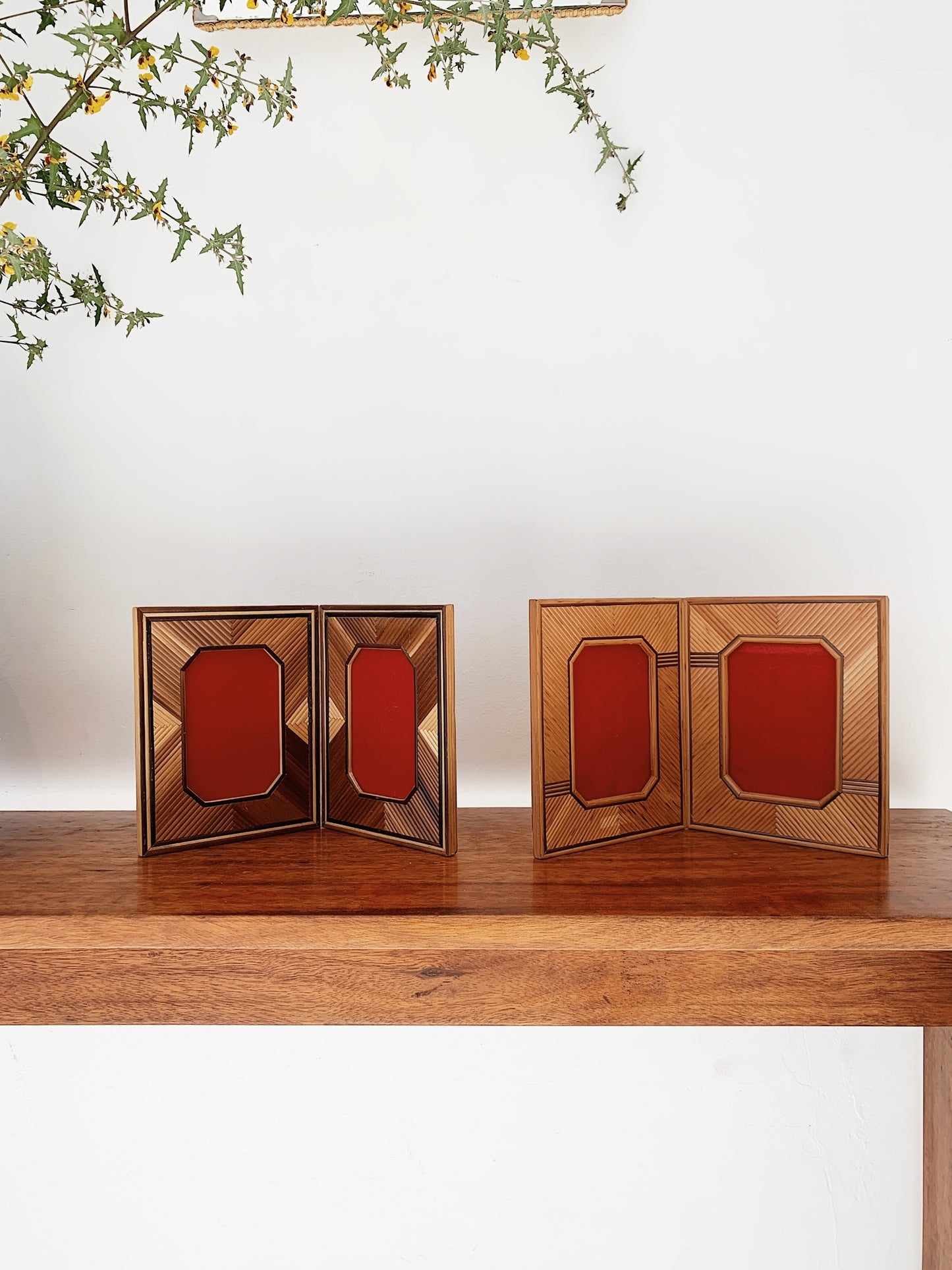Vintage Wooden Double Photo Frame