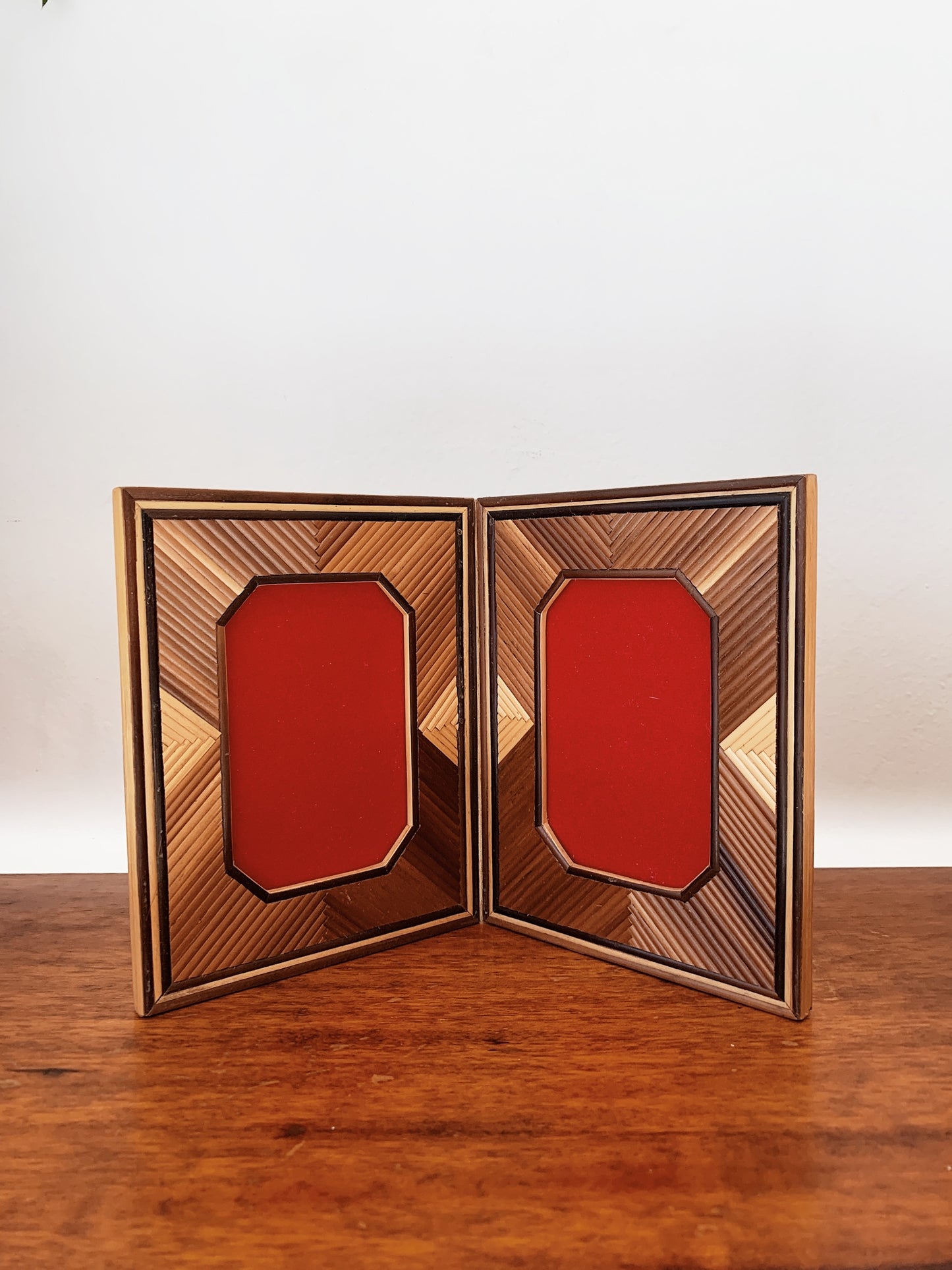 Vintage Wooden Double Photo Frame