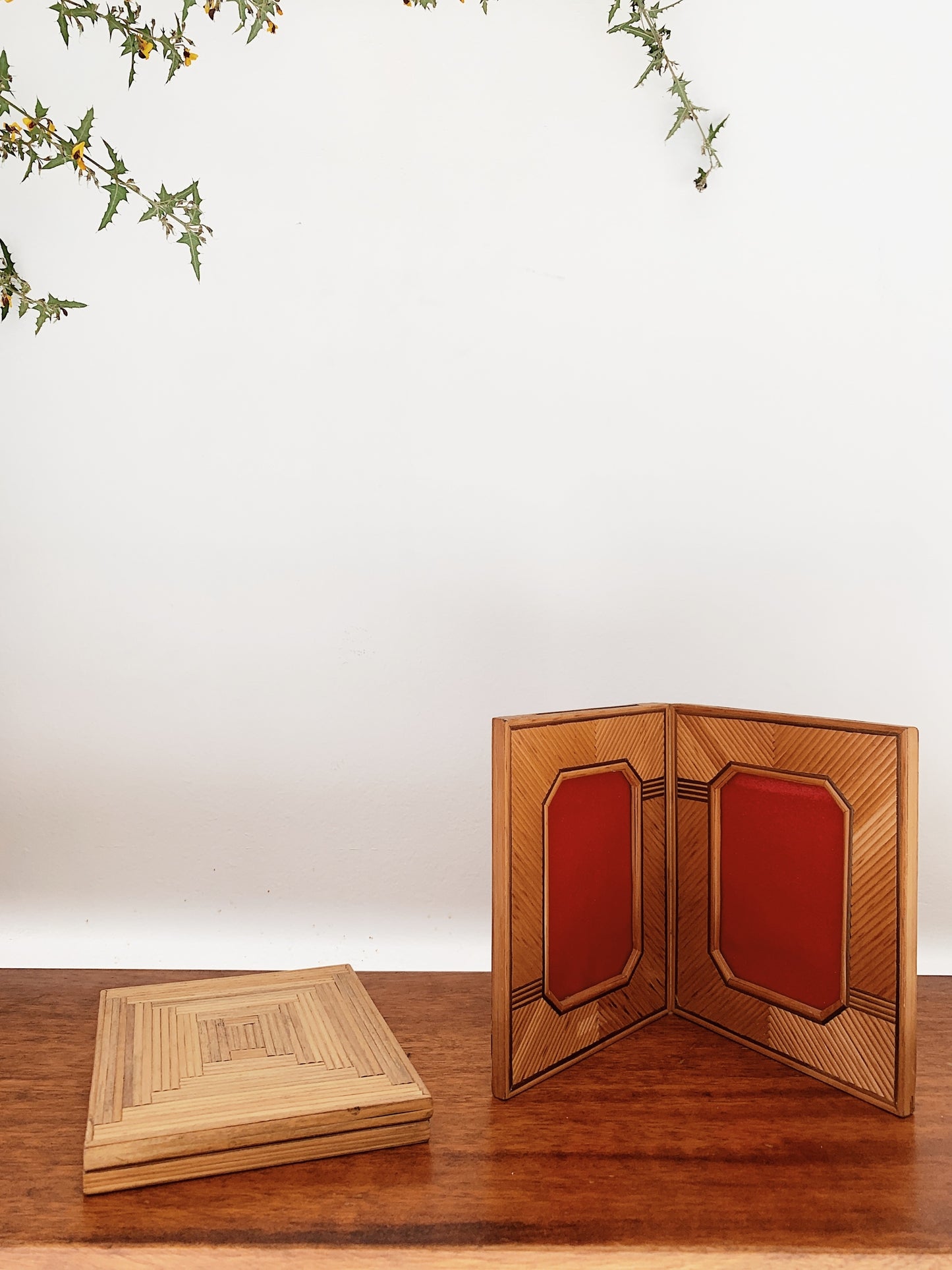 Vintage Wooden Double Photo Frame