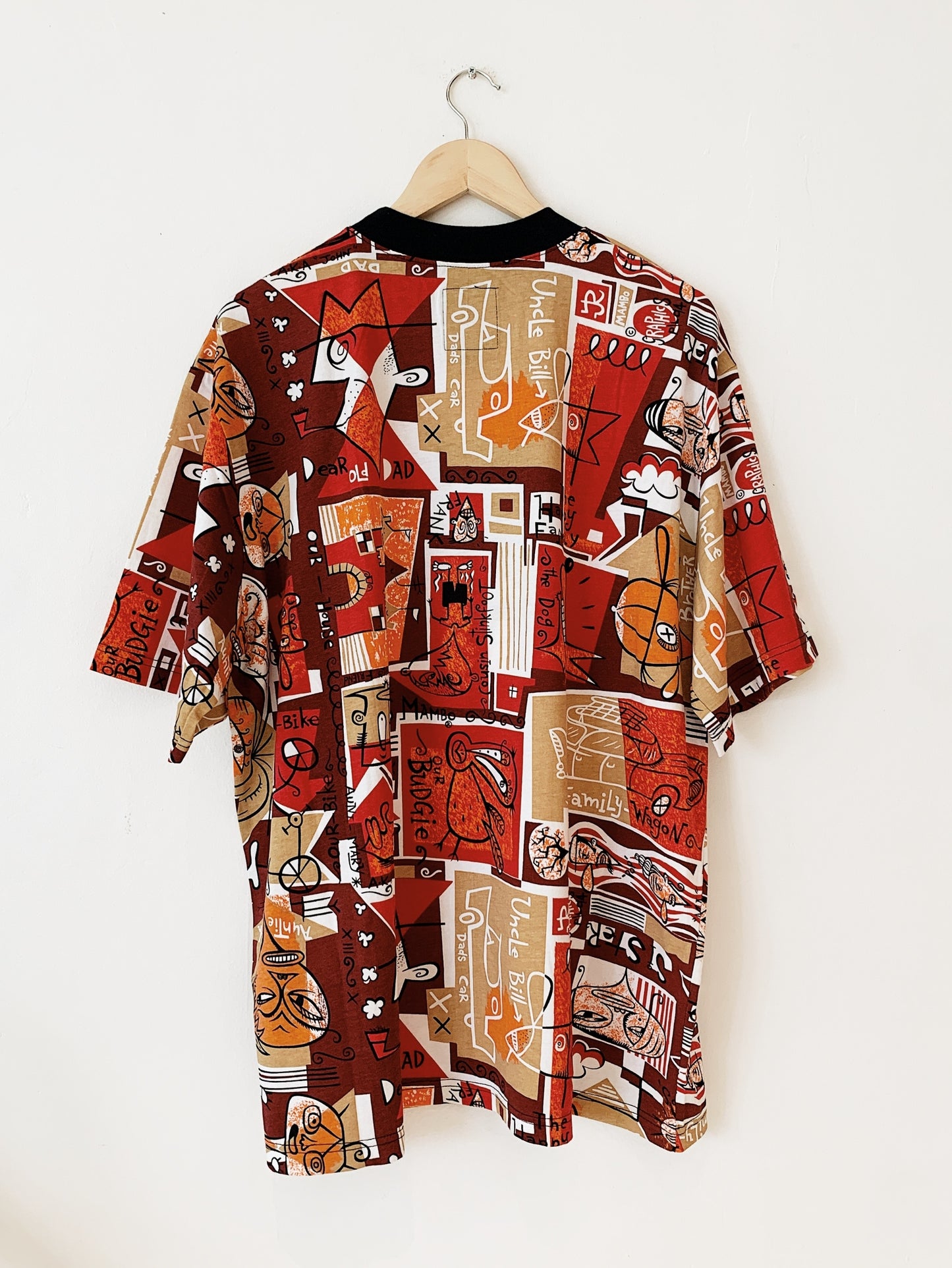 Vintage Jeff Raglus for Mambo "The Happy Family" '90s Fabric Print T-Shirt